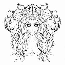 spider with a womans torso coming out of the head