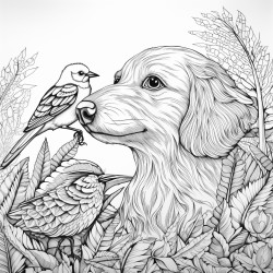 half dog half horse and a bird in the rain forest