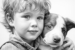 boy showing a cow