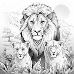 a lion and his family