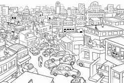 a city with wealth high employment traffic pollution and overcrowding