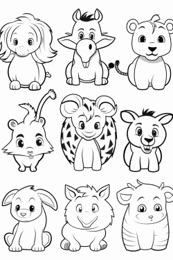 hi simple animals to color in