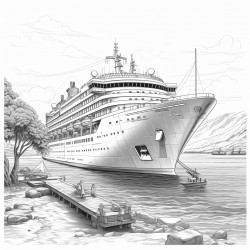 cruise ship docked at island