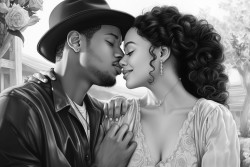please generate an african american couple on a date