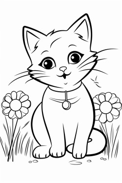 cat lying on the grass