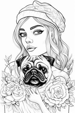 pug and girl