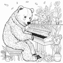 bear with piano cake