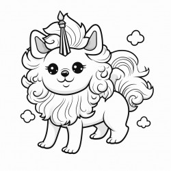 pomeranian dog with a unicorn horn