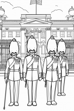 united kingdom kings guards in changing ceremony