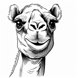retro cartoon picture of a closeup face of a camel