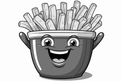 french fries with cute eyes nose and mouth