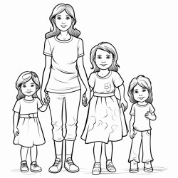 two women one taller than the other and then two toddlers side each woman one boy and one girl