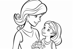 coloring page  mother and daughter