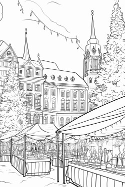 a bustling christmas market filled with stalls selling festive goods lights twinkling overhead and people enjoying the holiday spirit