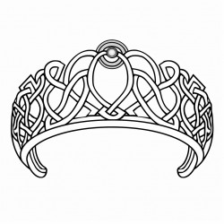 front section of a tiara made of celtic knotwork with an oval cabochon in the center