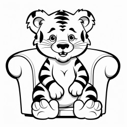 tiger sit on chair
