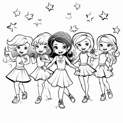 8 girls happily performing on stage