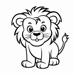 a lion sketch style thick lines only use outline cartoon style line art do not use words neither colors