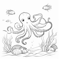 octopus and fish swimming in the mediterranean