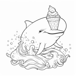 delfin comiendo  helado