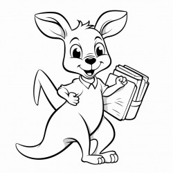 kangaroo carrying library books minimal detail for children 6 to 8 years old