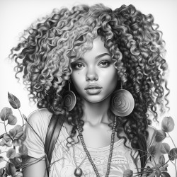 black girl hippy with curly hair