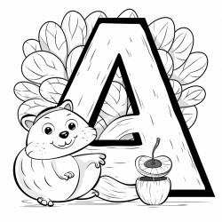 the letter a with an acorn as an example