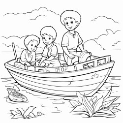 fishers boys working in a big boat