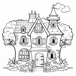 big apple house with windows whimsical theme