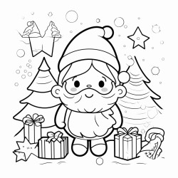cute christmas coloring book page no colors black and bold lines