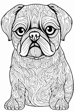 mops do poowy pokolorowany kredk