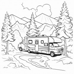 motorhome camping in woods