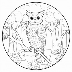 owl sitting in a tree amongst the forest