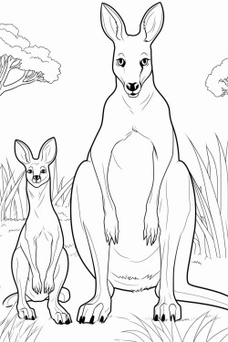 kangaroo with joey in the trees