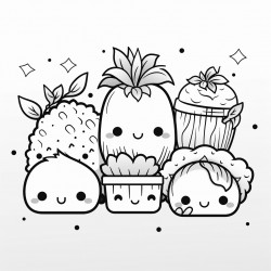 hand drawn kawaii coloring book illustration white clean background vector  carton vector 