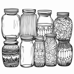 cute jars clean lines sharp lines distinct edges clear boundaries continuous lines