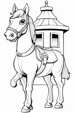 cute young royal guard house on horse in sentry box