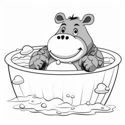 a hippo in a bathtub drinking a margarita