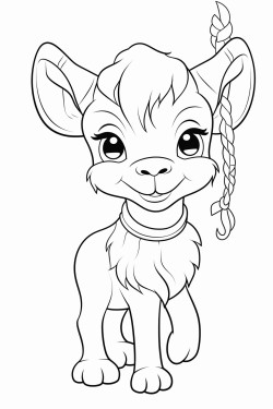 a little playful goat with a bell hanging around her neck