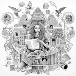 i want a complicated coloring page that includes fancy designs and that emphasizes texts that reads no phones in this class