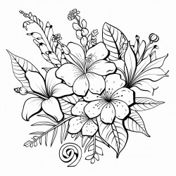 a beautiful bouquet of tropical flowers of numerous designs