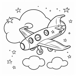 airplane with ballons stars and the moon