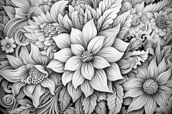 floral mandala pattern coloring book fine lines natureinspired adult style thick outlines no sketch color