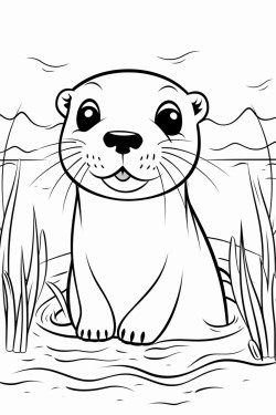 otter swimming in a lake