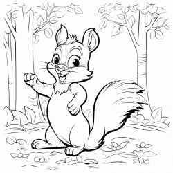 a squirrel with open arms in the forest