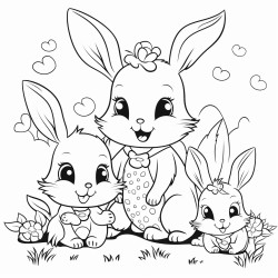 je veux que tu me dessines un lapin et ses petits qui sont dans la foret