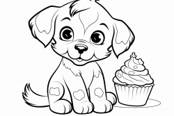 puppy eating cupcake