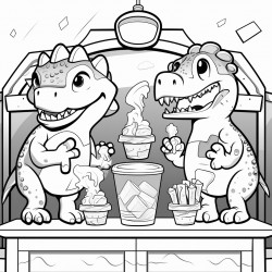 dinosaurs in an ice cream shop