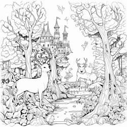 a magical forest with dancing animals