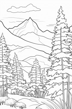 mountain scene with trees